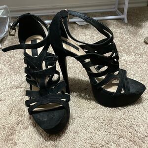 6in. Black Suede Heels